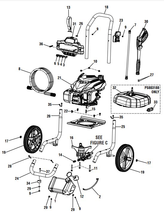 POWERSTROKE PS803152 POWER Washer Replacement Parts